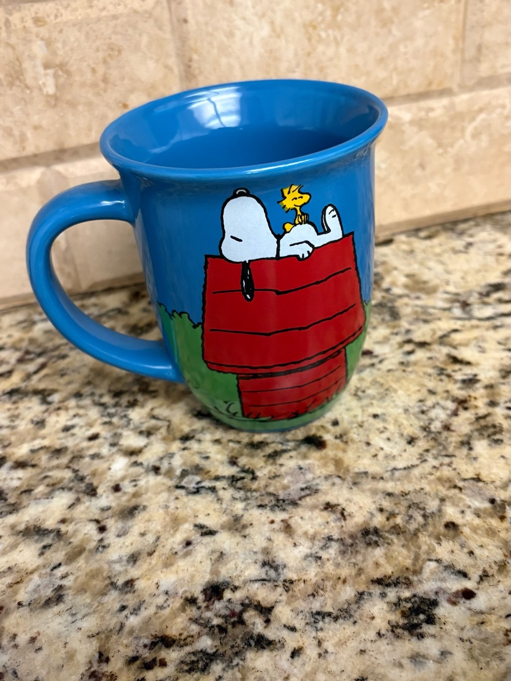 Blue Ceramic Snoopy & Woodstock Illustration Mug
